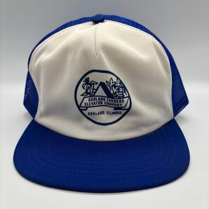 90s ヴィンテージ USA製 イリノイ州 農業協同組合 プリントロゴ トラッカーキャップ スナップバック 5パネル メッシュ