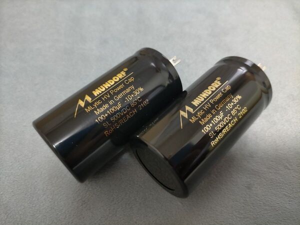 100μF+100μF 2本セット ムンドルフ MLyticHV MLSL 500v 真空管アンプ オーディオパワーキャパシター