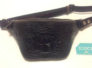 [ genuine article rare 1 point thing new goods unused ] top class crocodile (. leather ) black ko Crown horn back body waist bag a52