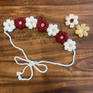 ぷっくりお花 ヘアバンド ヘアバンドベビー ヘアアクセサリー かぎ針編み ハンドメイド