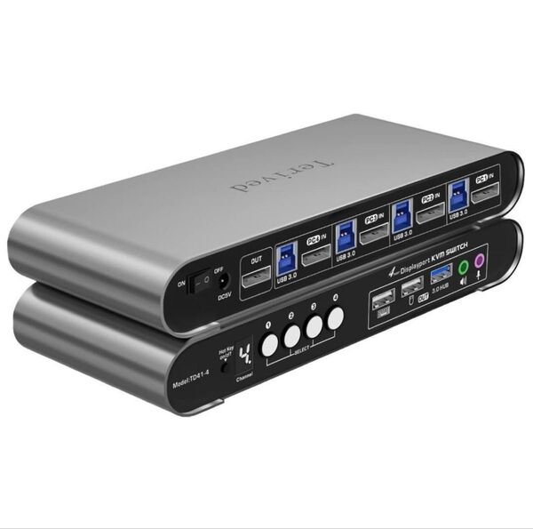 4ポートDP USB 3.0 KVMスイッチ デジタルディスプレイ ケーブル付き
