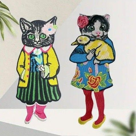 ねこ 猫 刺繍 ワッペン パッチ