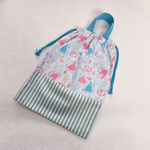 体操服入れ お着替え袋 ハンドメイド 女の子 プリンセス シンデレラ 水色