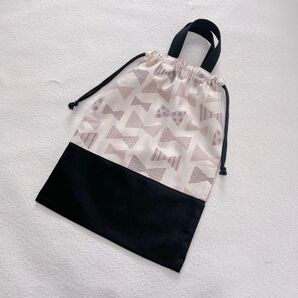 体操服入れ お着替え袋 ハンドメイド 女の子 くすみカラー リボン アイボリー
