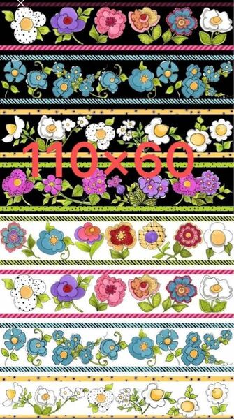 ロラライハリス生地 Flower Ggrlボーダー110×60ほど