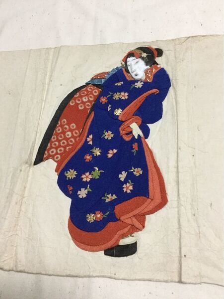 骨董 京都 立体貼り絵 人形