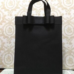 2段重ねリボン リボンバッグ A4縦型 トートバッグ リボントートバッグ ブラックリボン