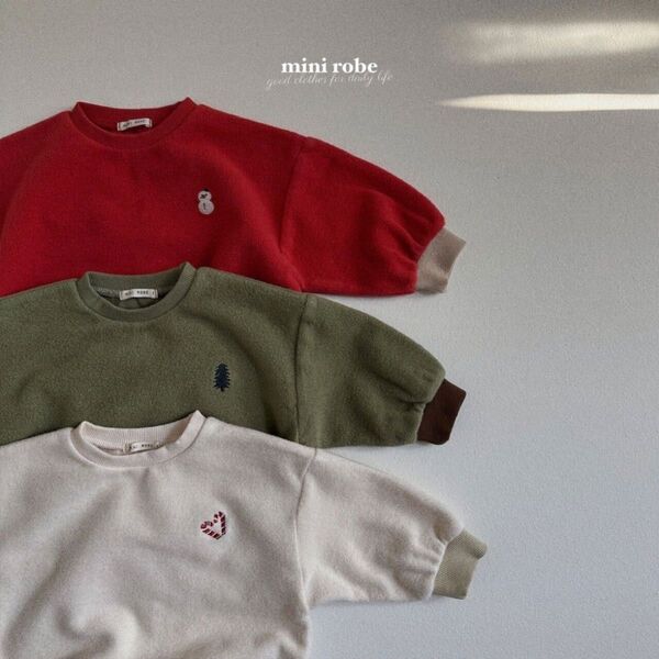 【2点購入で¥150引き対象】minirobe ミニローブ クリスマス mtm トレーナー 赤 雪だるま