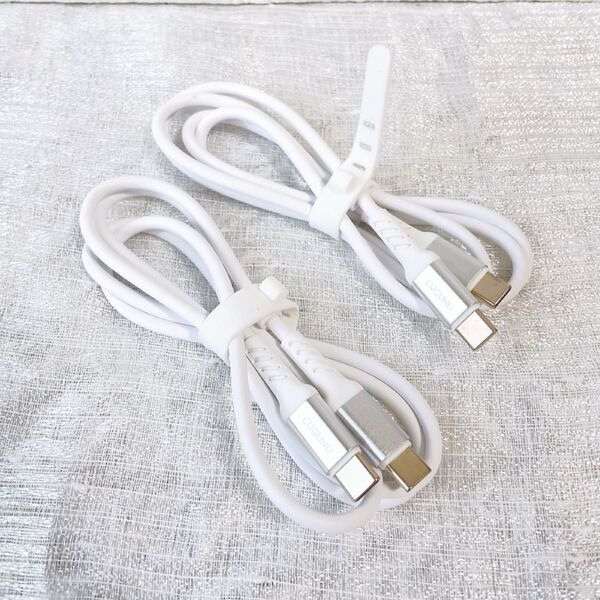 USB-C to USB-C 充電ケーブル 充電器 ホワイト1m×2本セット