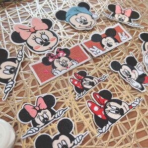ミッキー ミニー アイロン 刺繍ワッペン 12枚セット