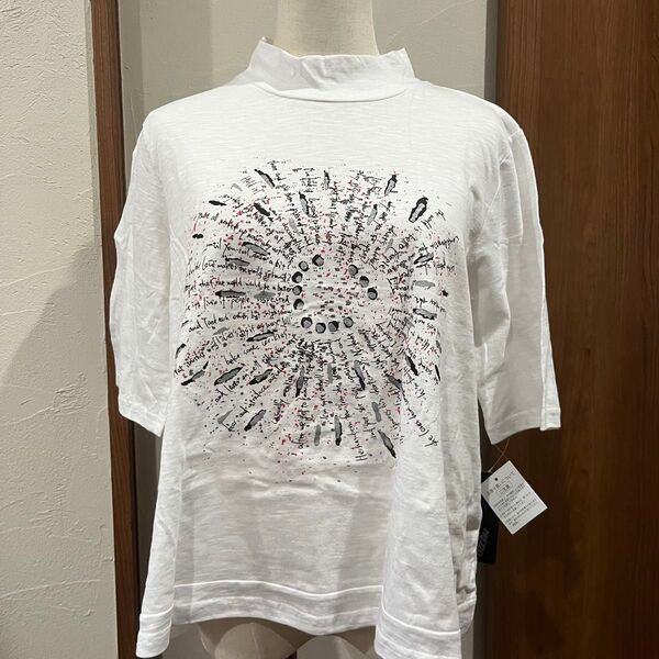 半袖Tシャツ Tシャツ ホワイト 白 ネック 綿 半袖シャツ ゆったり モックネック