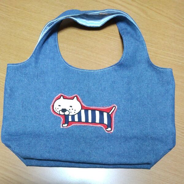 13 コットンこばやし ねこアップリケ エコバッグ トートバッグ ハンドメイド