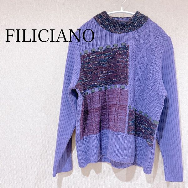 FILICIANO フィリチアーノ ニット 長袖 ウール 日本製 紫 お洒落