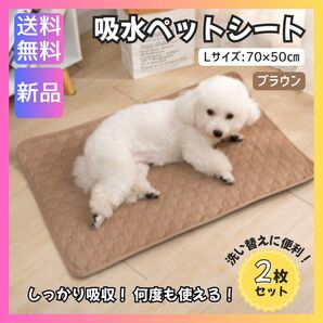 洗えるペット吸水シーツ 2枚組 ブラウン Lサイズ