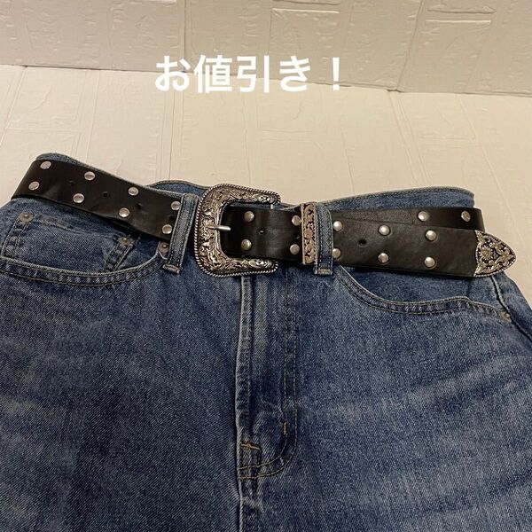 ウエスタンベルト y2k 古着 パンク グランジ 韓国 アメカジ 黒 ブラック
