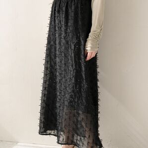 idem ribbon chiffon skirt/リボンフリンジスカート