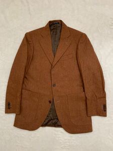 QUALITALIA Italy made cashmere . jacket size44 three button herringbone DRAPERS cashmere . jacket men's orange Brown autumn winter 