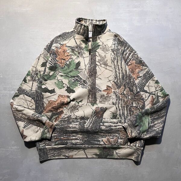 90s ジャージーズ リアルツリー カモフラ ハーフジップスウェット フリースジャケット USA製 L