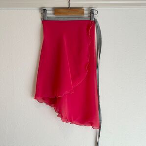 【大人フリーサイズ】バレエスカート 巻きスカート ロング丈 ピンク&グレー