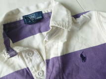 ポロ ラルフロレーン　白×紫ボーダー　長袖ポロシャツ　90くらい_画像2