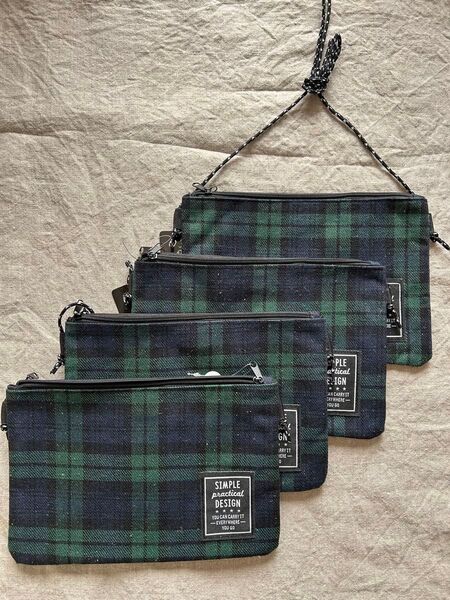 【新品】グリーンチェック サコッシュ 4個セット