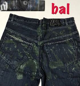  прекрасный товар *BAL bar краска обработка Denim брюки XL XLARGE pants краска 