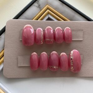 No.32 ピンク フレンチ ネイルチップ