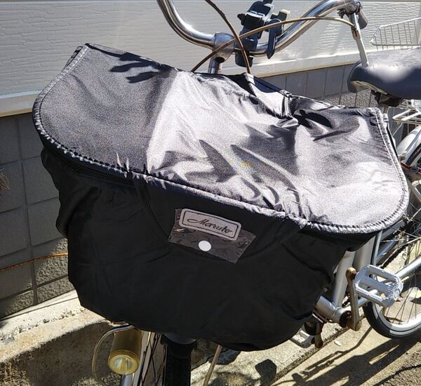 自転車用品 カゴカバー 〈前カゴ用〉 2段式ファスナーバスケットカバー 撥水加工済 【ブラック(黒色)】 MARUTO