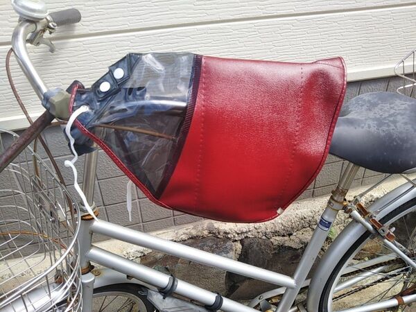 自転車用品 ハンドルカバー 電動アシスト/一般自転車用 あったか ボア付き 防水 【エンジ系(濃赤色)】 MARUTO