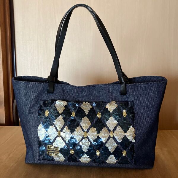 ジバンシー スパンコール デニムトートバッグ