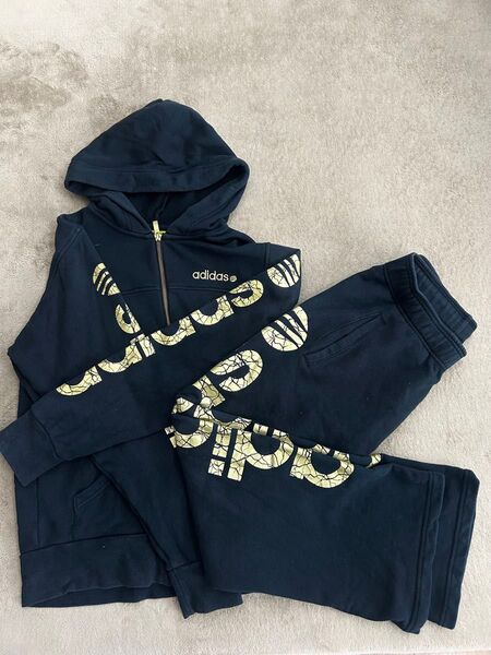 adidas 黒金スウェットジャージ S