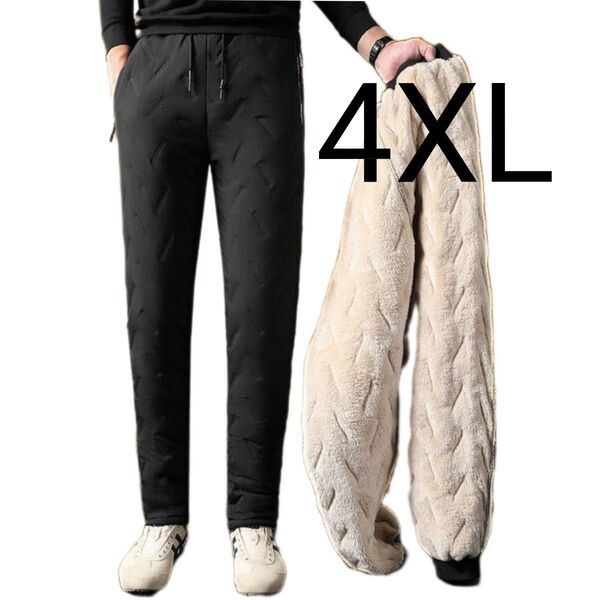 4XL ゴルフパンツ ダウン ジャージ ブラック 防風 防寒 撥水 釣り 自転車 バイク 極暖 通勤 通学 裏ボア 裏起毛