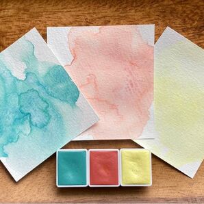 水彩絵の具 ハーフパン2ml 3色セット パステル