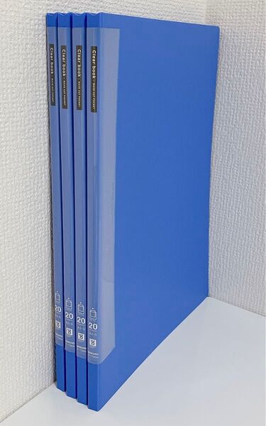 コクヨ クリヤーブック ウェーブカットポケット・固定式 A3-S 20ポケット 4点まとめ売り 青 KOKUYO