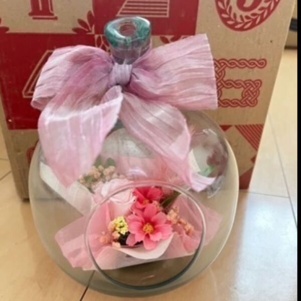 ブリザードフラワー ピンク 花 造花 ガラス 花瓶