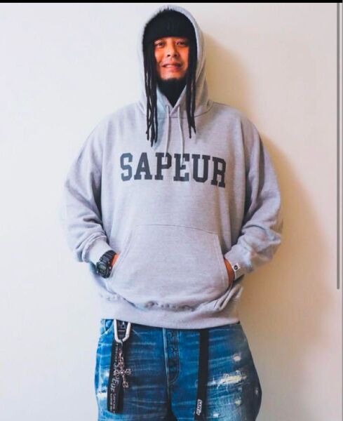 SAPEUR グレー フード付きパーカー M