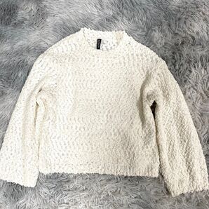 【H&M DIVIDED】レディース ニット クルーネック シェニール ホワイト