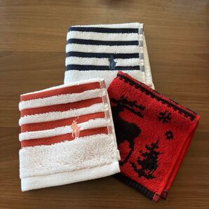 【新品未使用】ラルフローレン ミニタオルハンカチ3枚枚セット①