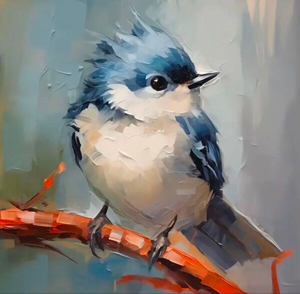 ブルーの鳥キャンバス 30×30