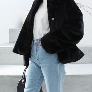 MODE ROBE ノーカラーショートファーコート