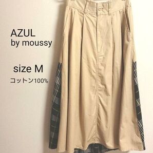AZUL BY MOUSSY チェックアシンメントリーフレアースカート コットン100%