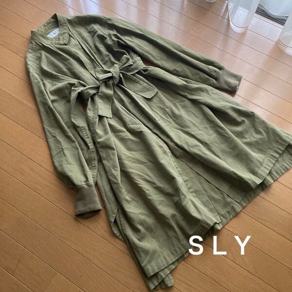 美品☆SLY☆ガウンタイプ☆ノーカラーカジュアルワンピースコート