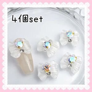 ゆめかわ リボン ハート クリア ワンホン 推し ネイルパーツ デコパーツ