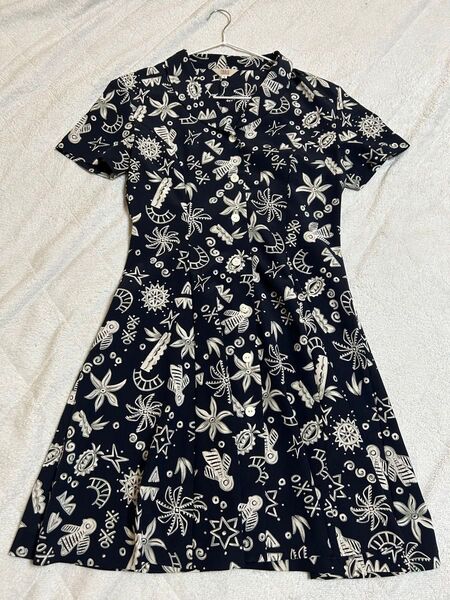 ワンピース シャツ 柄 半袖 レトロ 柄シャツ アロハ