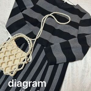 500円値下げ!diagram ダイアグラム グレースコンチネンタル ワンピース ボーダー ブラック パーティ ディナー 重ね着風