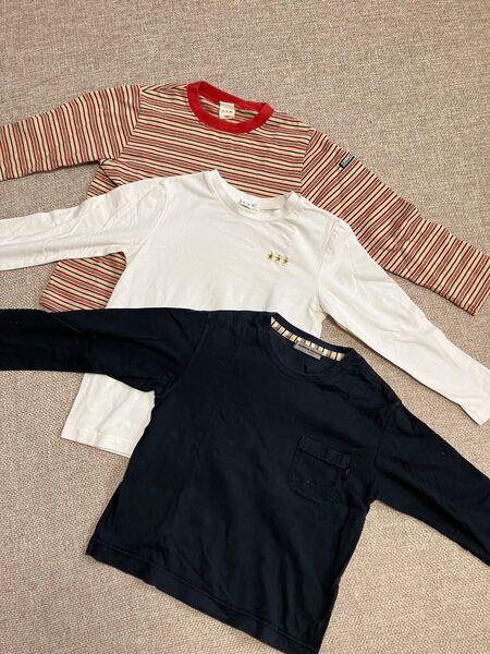 長袖Tシャツ3枚セット☆120㎝★英字プリント★キッズ★男の子★女の子★子供服★used品★お値引き不可【eaB・avv】