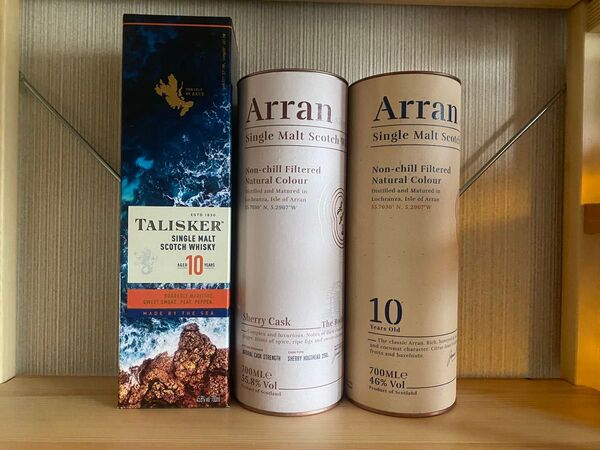 タリスカー 10年、アラン 10年、アラン シェリーカスク 各1本、3本セット アイランズウイスキー呑み比べ シングルモルト