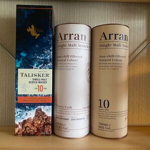 タリスカー 10年、アラン 10年、アラン シェリーカスク 各1本、3本セット アイランズウイスキー呑み比べ シングルモルト