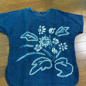 藍染め 半袖チュニック
