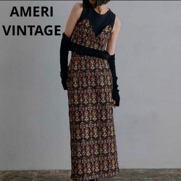 【AMERI VINTAGE 】INDIA EMBROIDERY SKIRT ロングワンピース